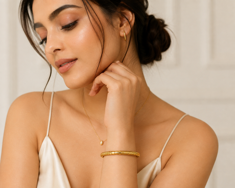 Golden Segment Beaded Bangle