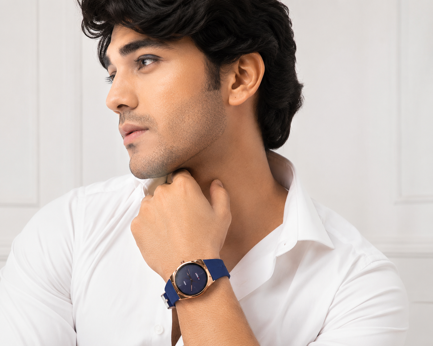 FIREST Blue Silicone Strap Analog Watch – Rose Gold Case | Premium Everyday Fashion Watch