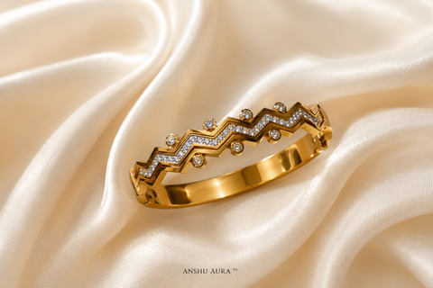 Celeste Zigzag Crystal Gold Bracelet