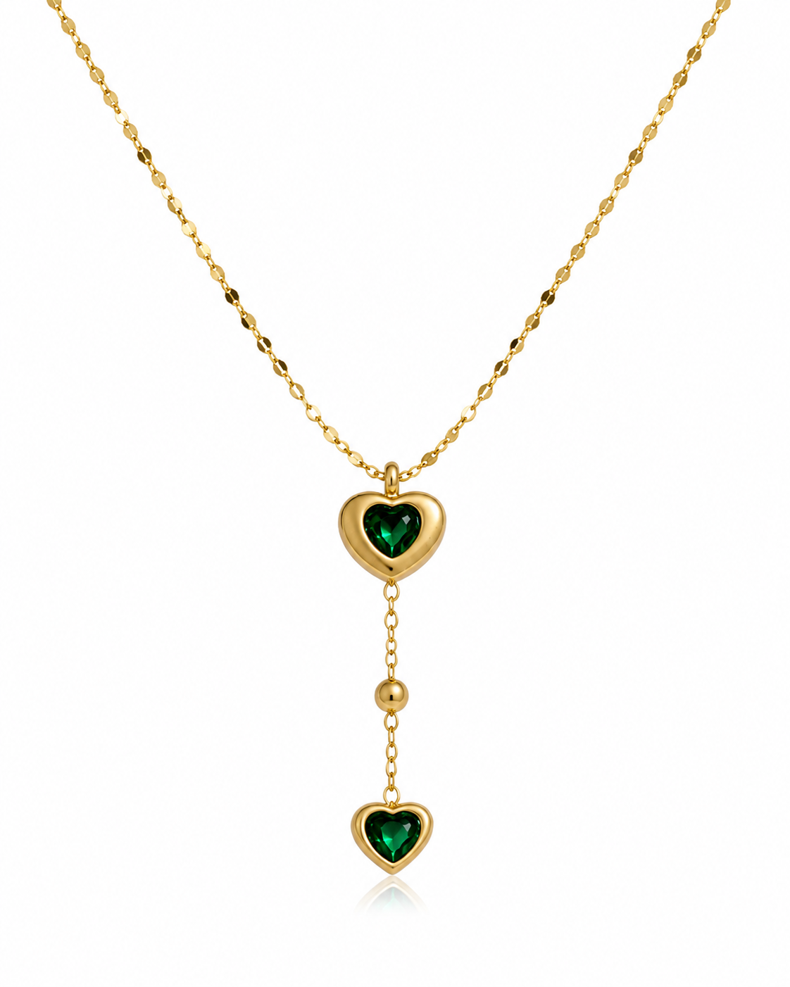Emerald Heart Drop Necklace