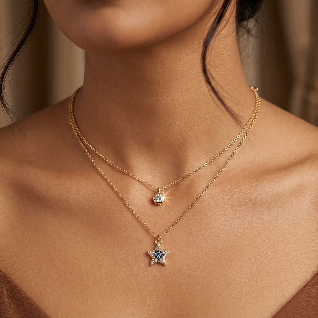 Celestial Star Double Layer Pendant Necklace