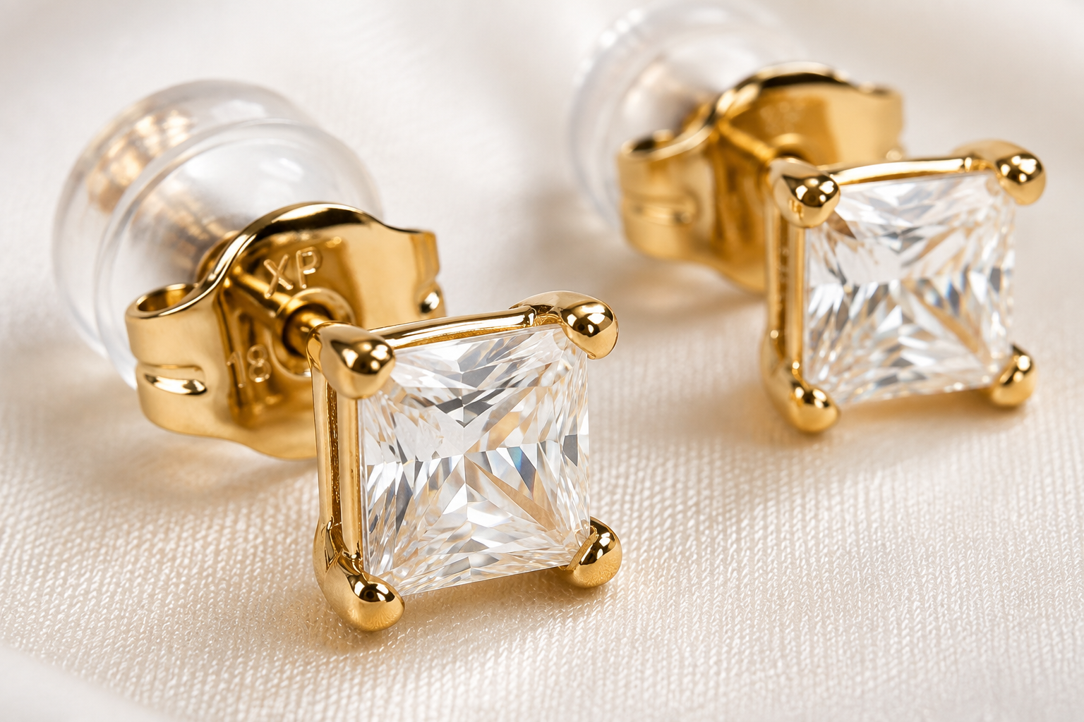 Princess Cut Crystal Stud Earrings