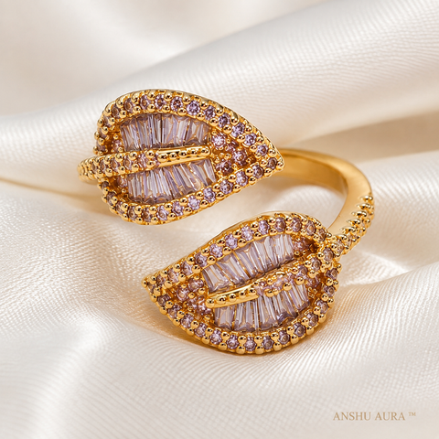 Luxe Lavender Leaf Open Ring