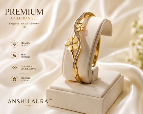 Floral Infinity Crystal Gold Bangle – Anti-Tarnish
