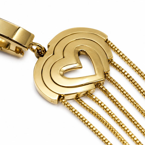 ANSHU AURA™ Heart Tassel Gold Earrings