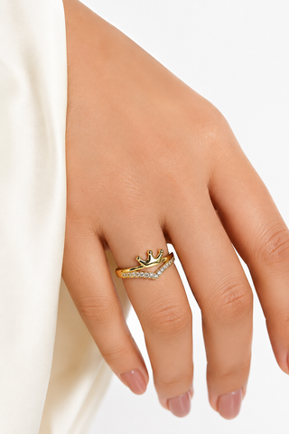 Royal Crown V-Shaped Sparkle Ring