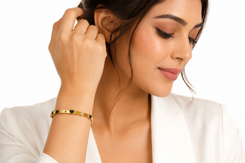 Black Heart Crystal Gold Plated Bracelet