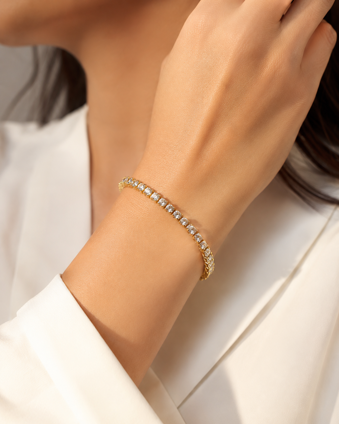 Gold Square-Cut Tennis Bracelet
