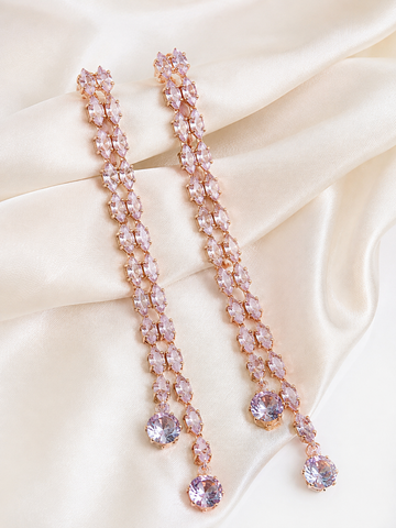 Rose Gold Crystal Tassel Earrings