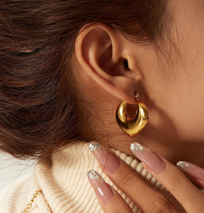 Aurora Chunky Gold Croissant Hoop Earrings - Anti-Tarnish Lifestyle Wear