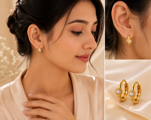 Crystal Huggie Hoop Earrings