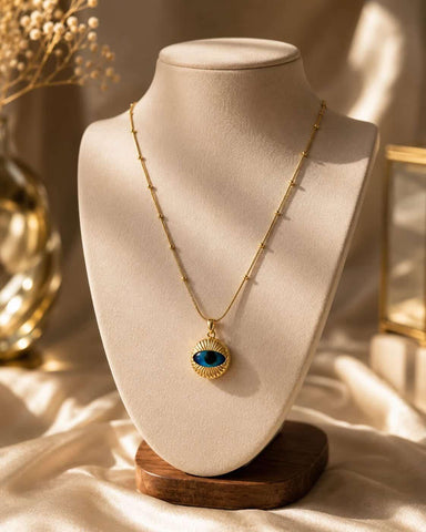 Gold Evil Eye Pendant Necklace for Women