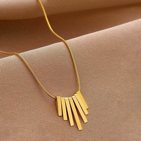 Aura Linear Gold Pendant Necklace