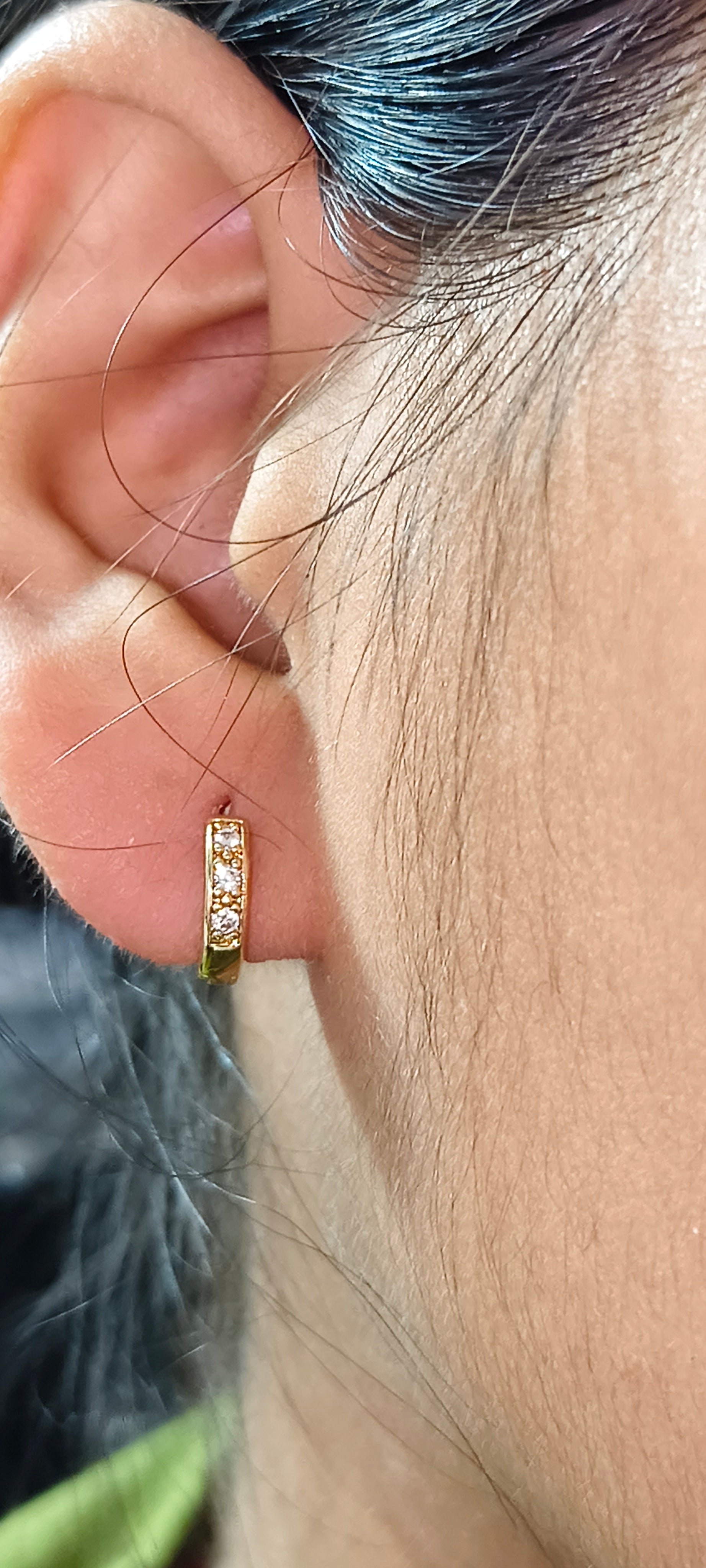 Gold Pavé Huggie Hoop Earrings