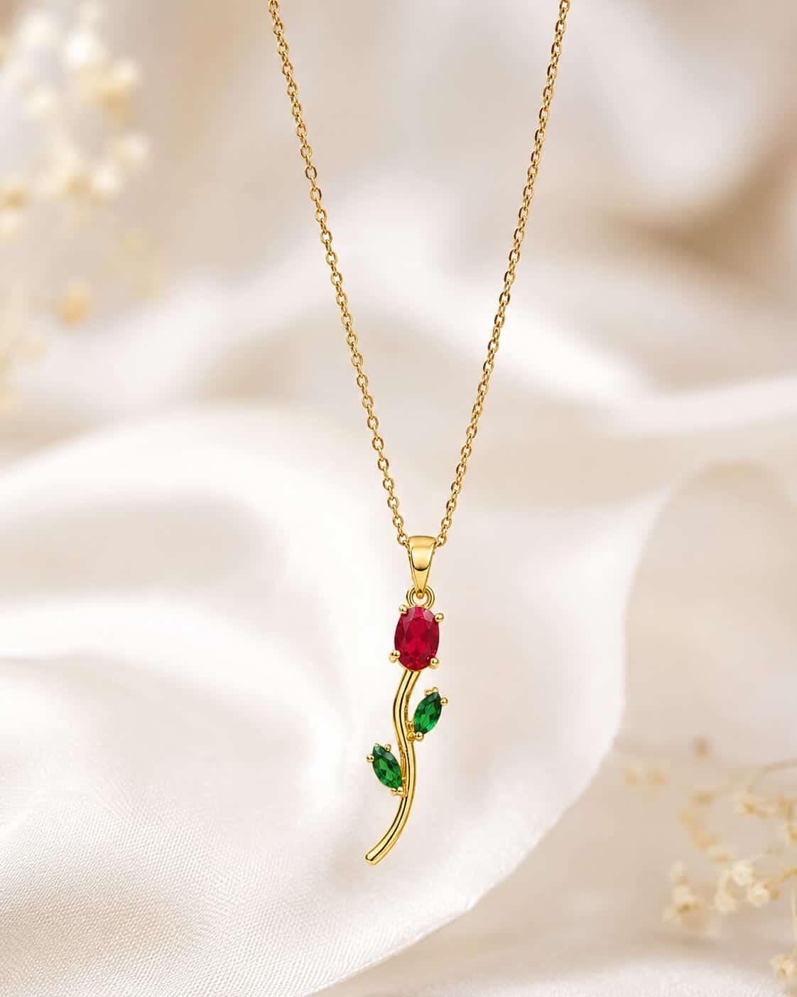 Elegant Rose Pendant Necklace