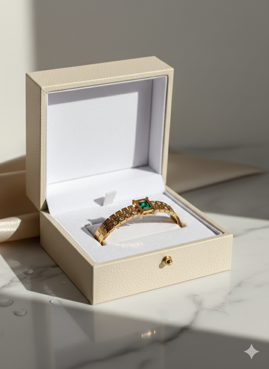 Emerald green gold plated bracelets