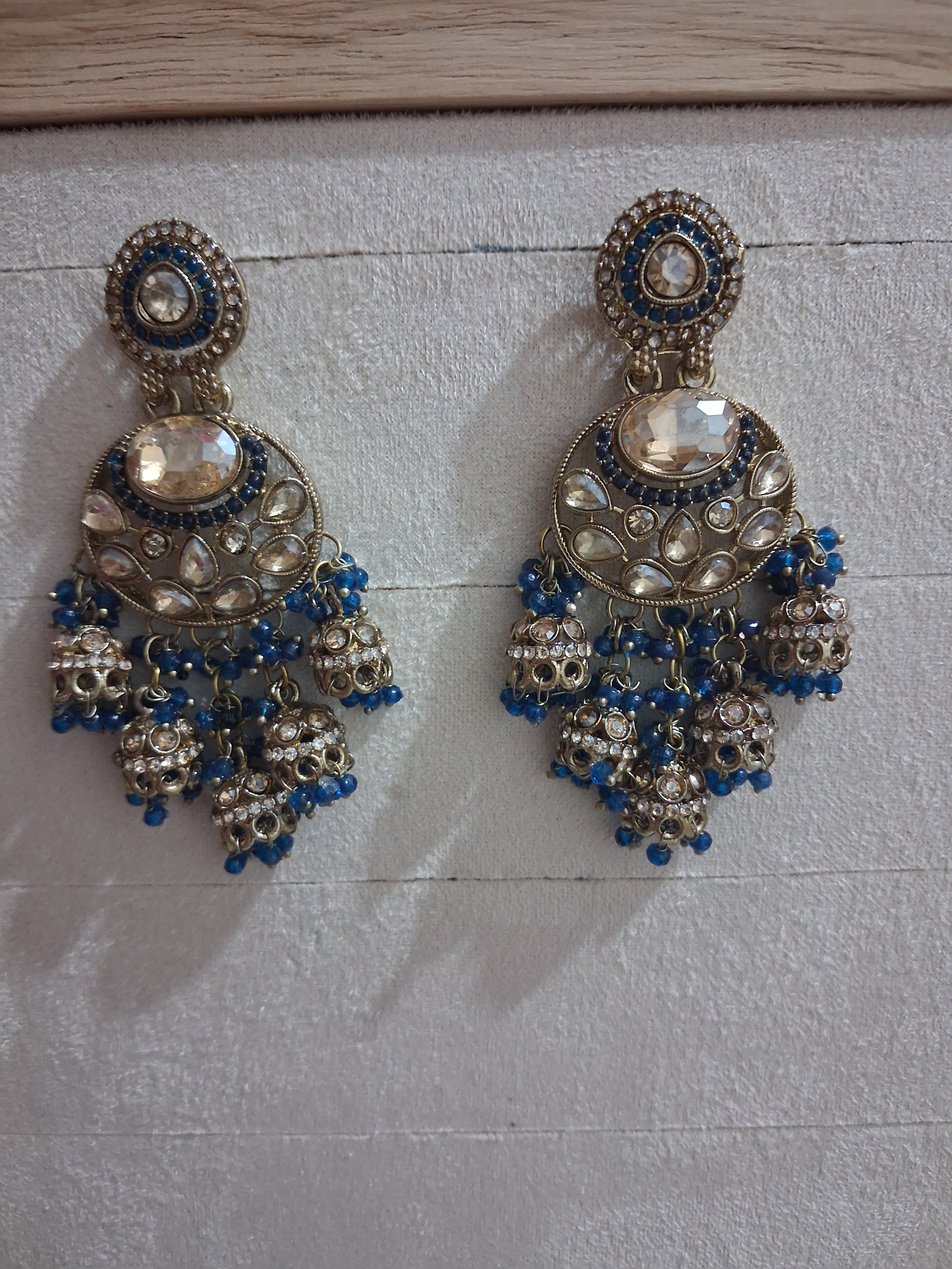 Anshu Aura Designer Kundan Jhumka Earrings with Premium Stone & Bead Work (Multiple Colors)