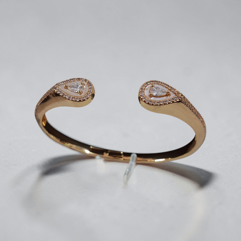 Elegance Pear-Cut Rose Gold Open Cuff Bangle – Anshu Aura Signature Collection