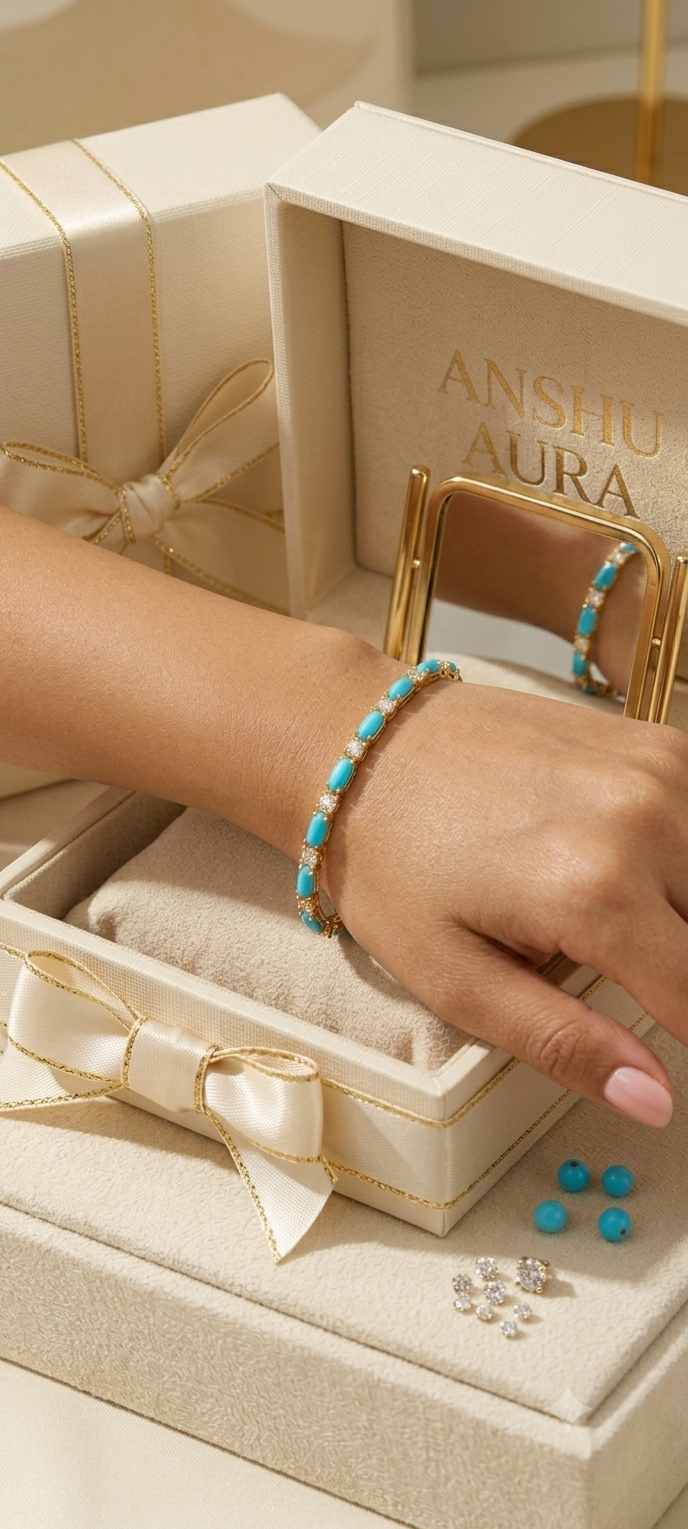 Elegant Turquoise & Crystal Tennis