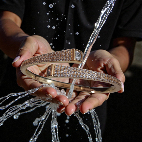 Aurora Glint Pave-Set Bypass Bangle