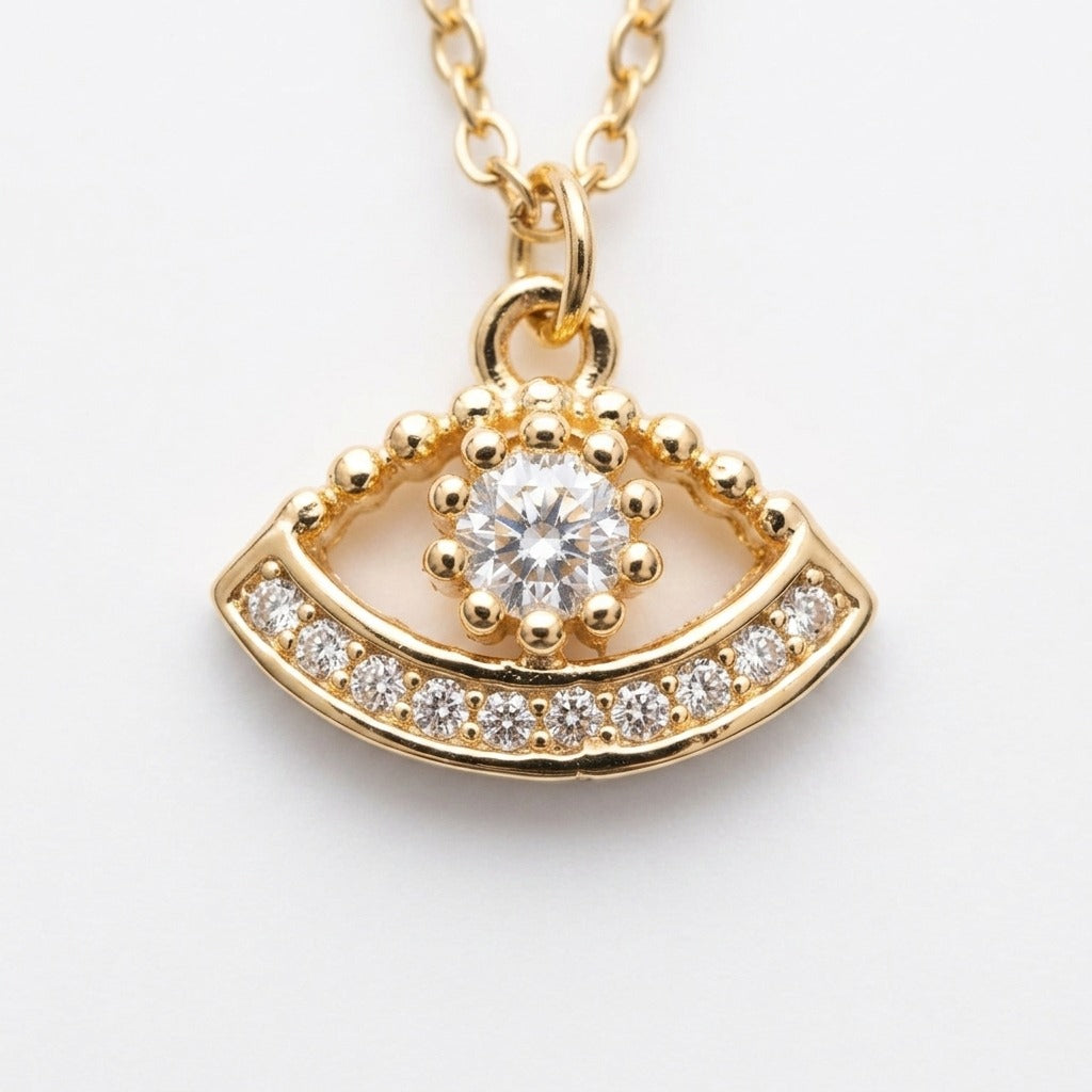 Evil Eye Double Layer Crystal Pendant Necklace