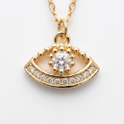 Evil Eye Double Layer Crystal Pendant Necklace