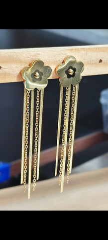 Gold Floral Chain Drop Earrings