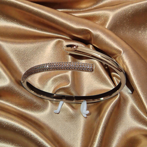 Rose Gold Serpent-Style Bypass Bangle