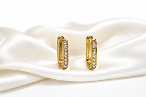 Golden Crystal Huggie Hoop Earrings