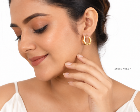 Hexa Gold Hoop Earrings