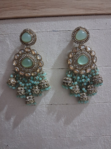 Navrang Premium Kundan & Bead Drop Jhumka Earrings (Available in 12 Shades)