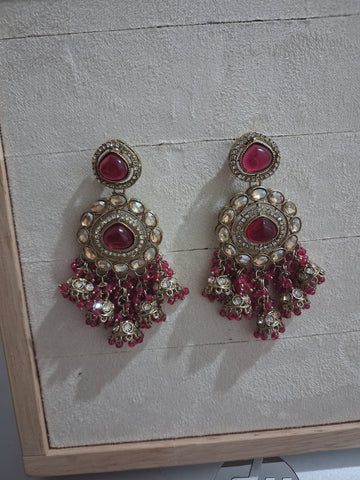 Navrang Premium Kundan & Bead Drop Jhumka Earrings (Available in 12 Shades)