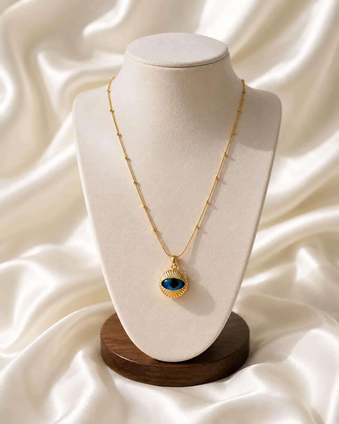 Gold Evil Eye Pendant Necklace for Women
