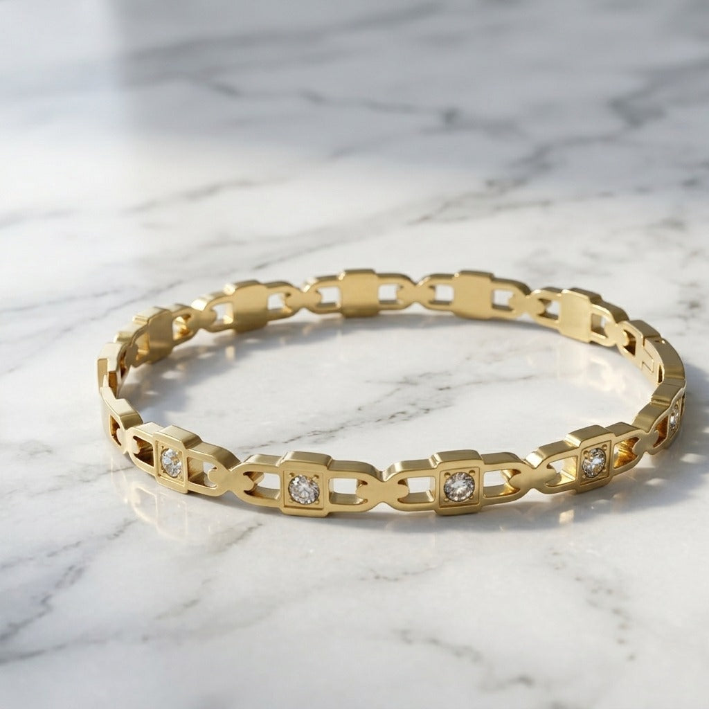 Gold-Tone Crystal Link Bracelet