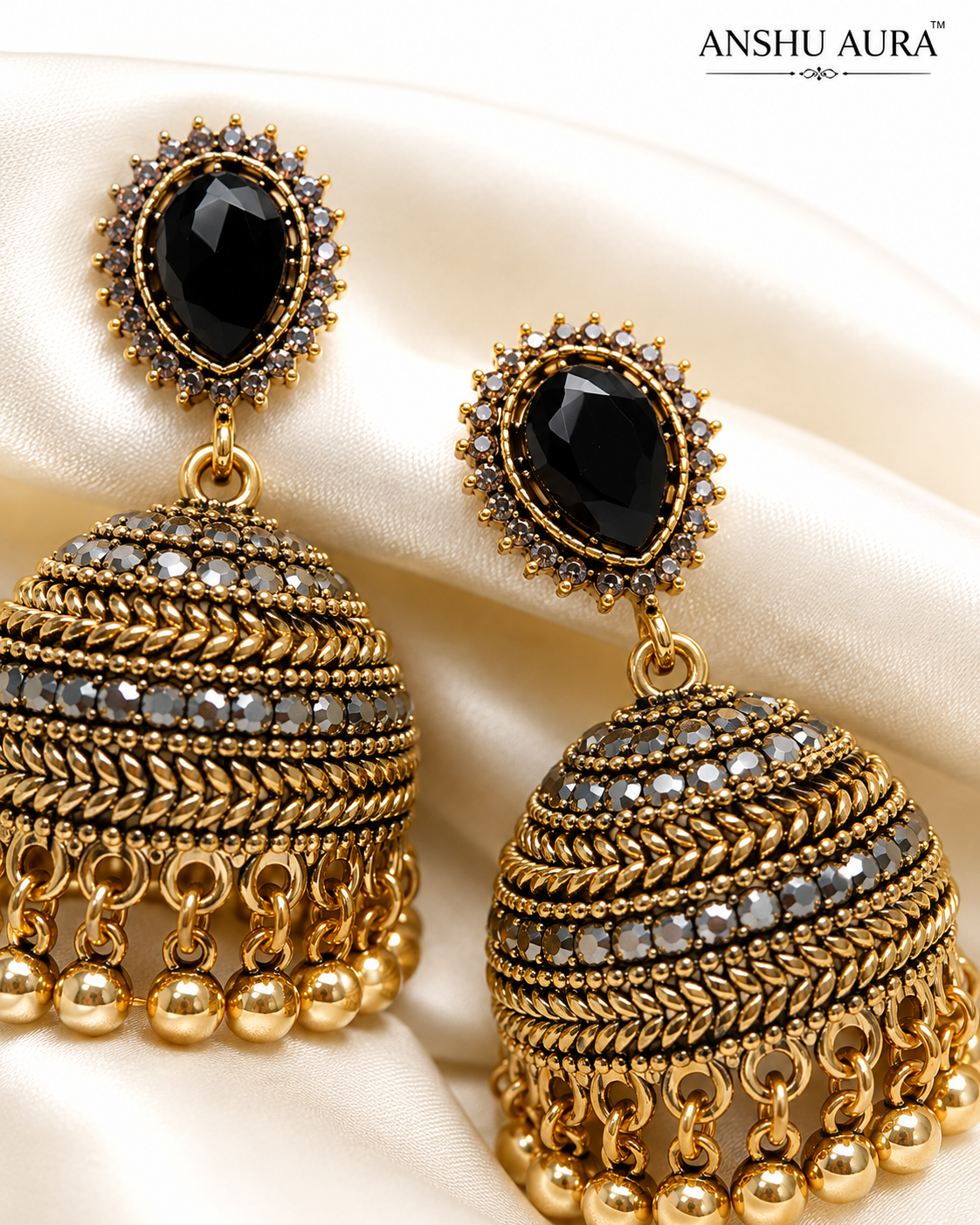 Midnight Crystal Jhumka