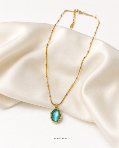 Aqua Elegance Gold Pendant Necklace