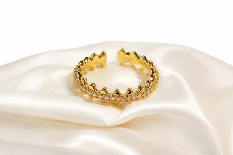 Royal Crown CZ Open Ring – Gold Finish