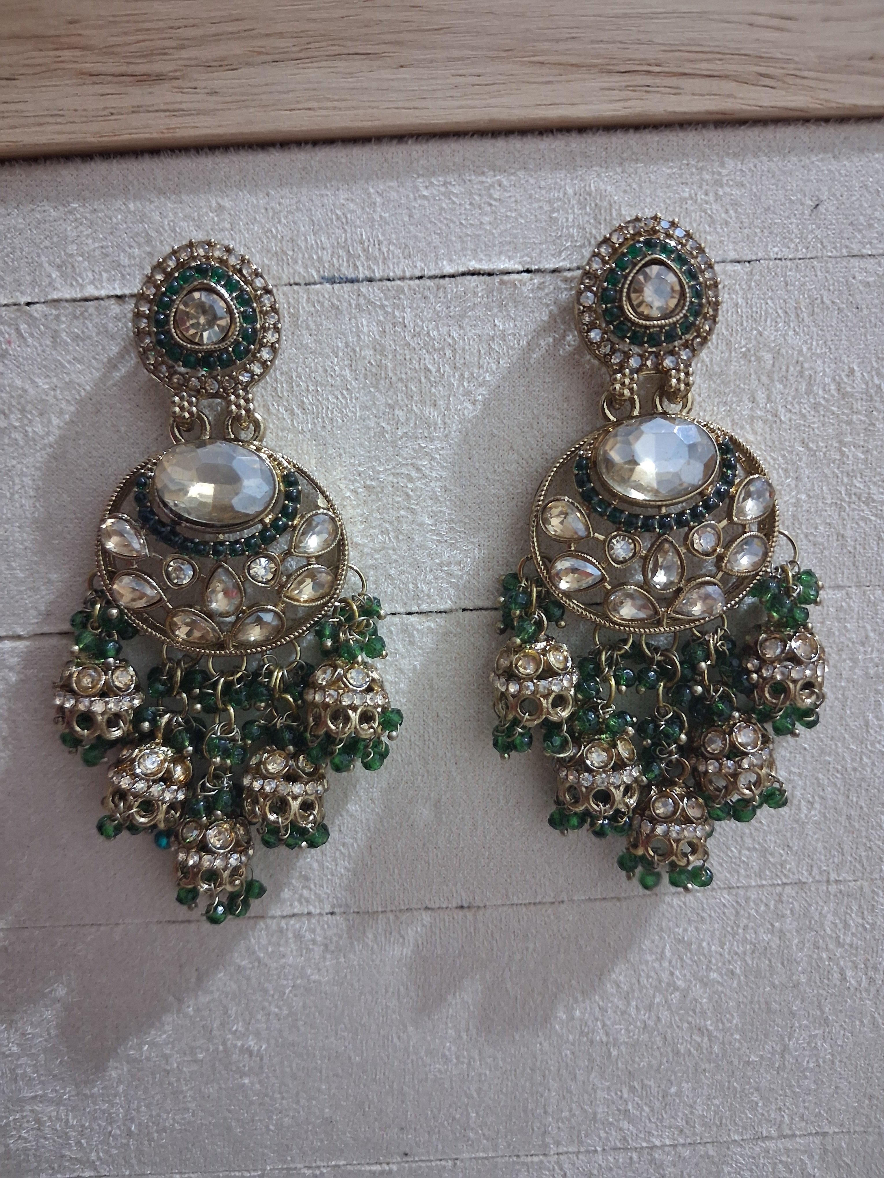 Anshu Aura Designer Kundan Jhumka Earrings with Premium Stone & Bead Work (Multiple Colors)