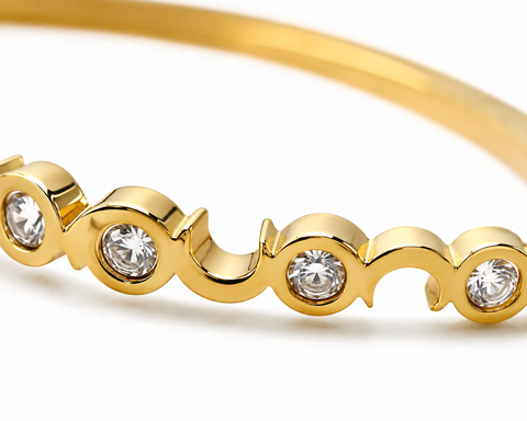 Wave Crystal Gold Bangle