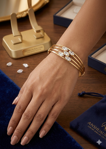 Anshuaura | Exquisite Multi-Strand Marquise Diamond Bangle