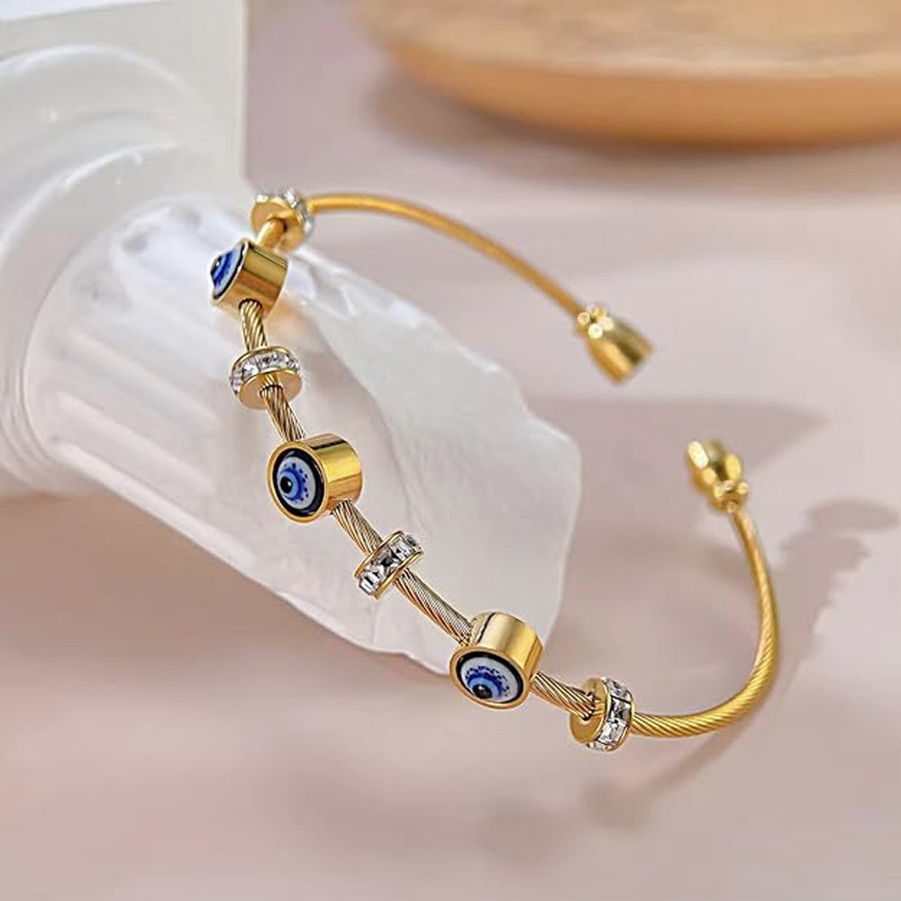 Aura Shield: Slim Twisted Cable Evil Eye Bracelet