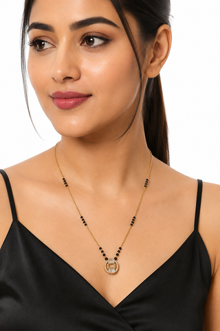 Black Bead Pendant Necklace