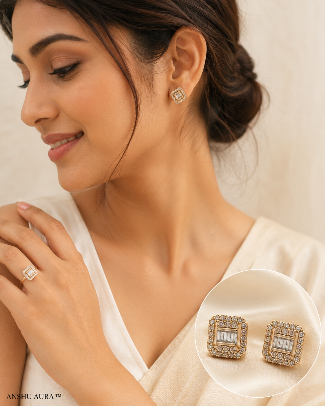 Royal Radiance Square Crystal Stud Earrings
