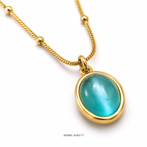 Aqua Elegance Gold Pendant Necklace