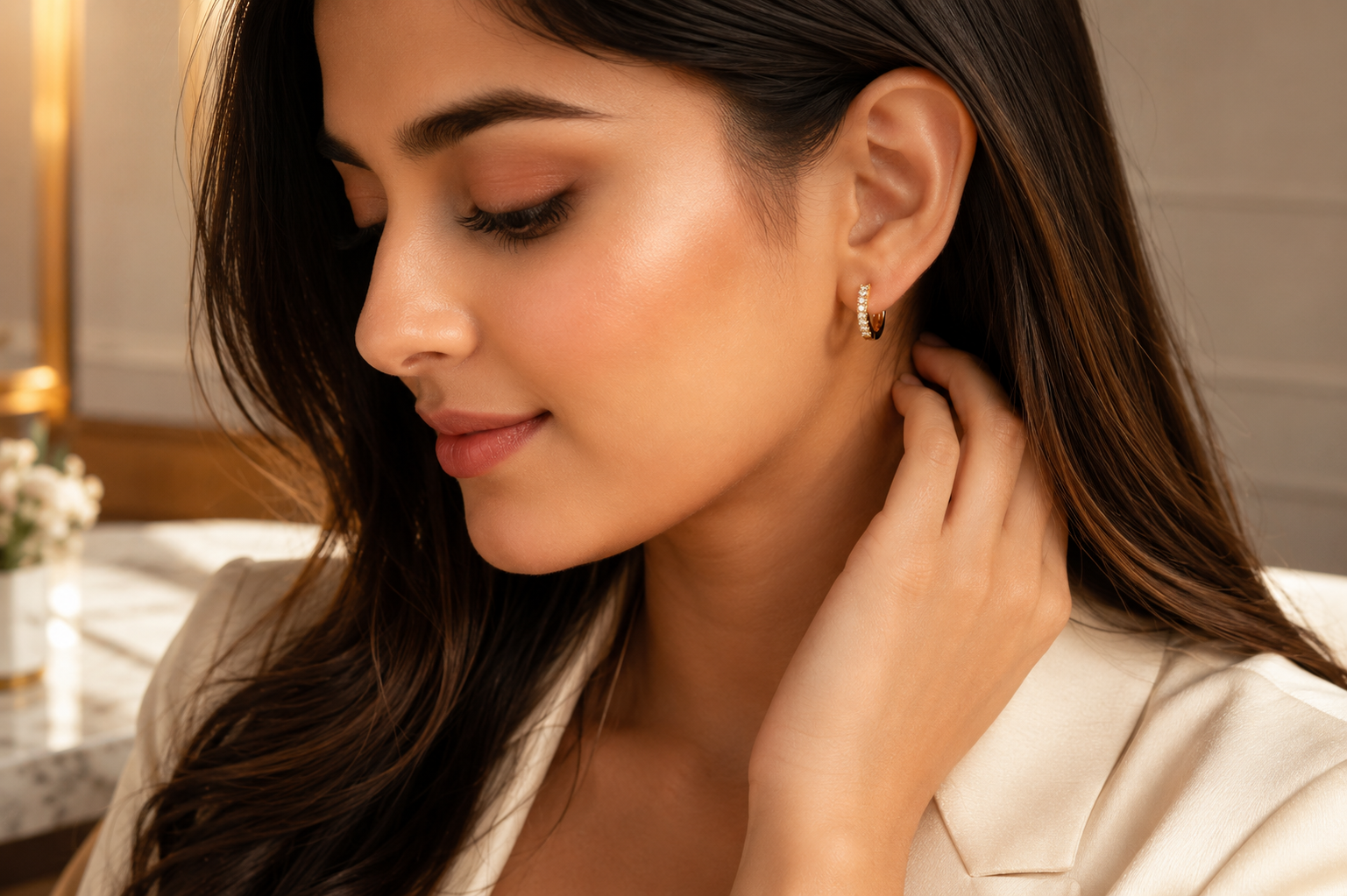 Crystal Gold Hoops