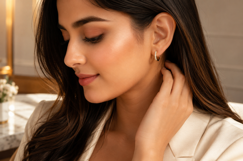 Crystal Gold Hoops