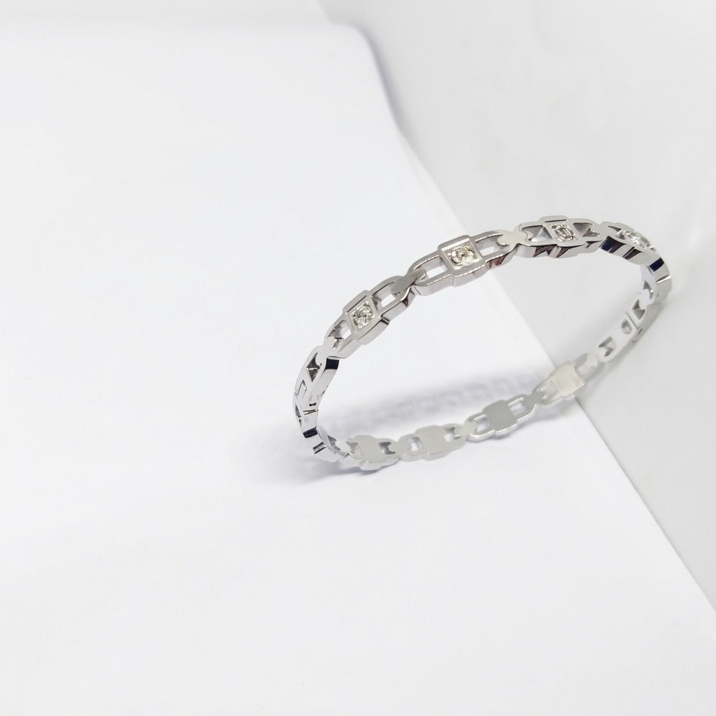 Silver-Tone Geometric Crystal