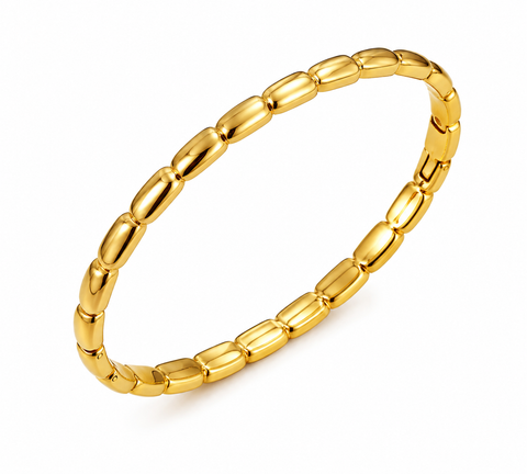 Golden Pebble Link Anti-Tarnish Bangle