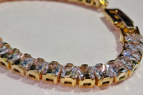 Luxury Gold-Tone Crystal Tennis Bracelet