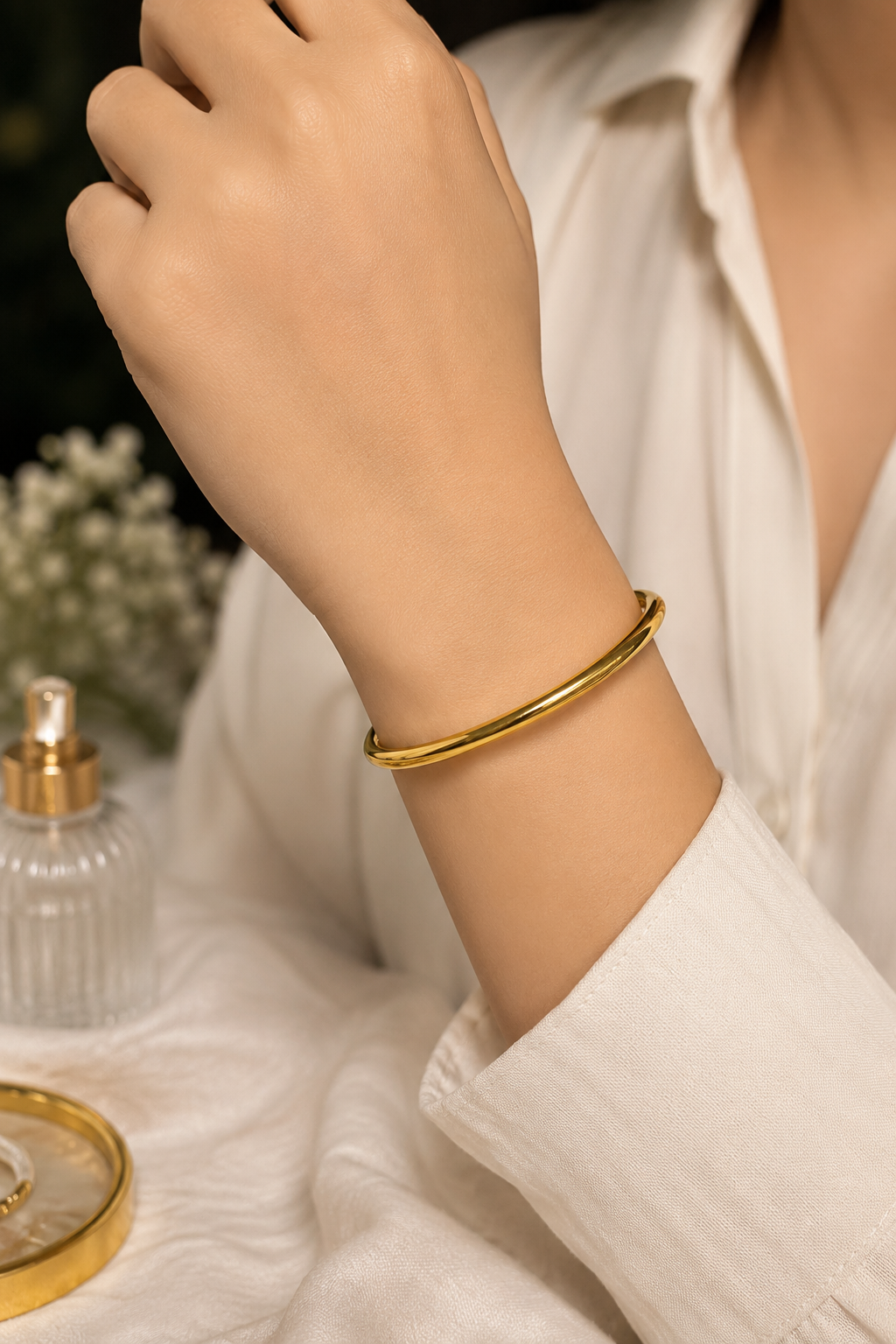 Gold Finish Minimalist Open Cuff